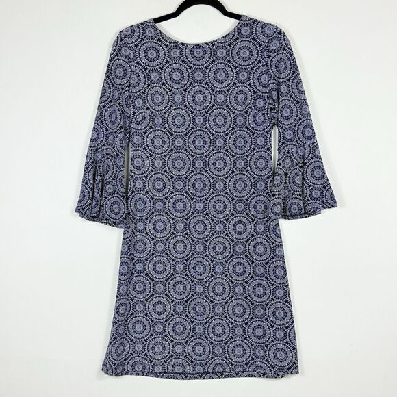 Tommy Hilfiger Dresses & Skirts - Tommy Hilfiger Navy Blue White Medallion 3/4 Ruffle Sleeve Dress Women's Sz‎ 4